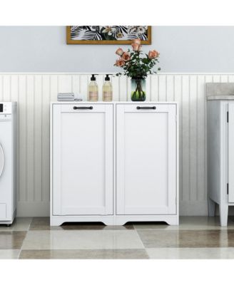 Laundry Hamper Cabinet - Tilt Out Bathroom Storage Unit with Doors and Adjustable Shelf for Easy Sorting & Storage, Perfect for Small Spaces