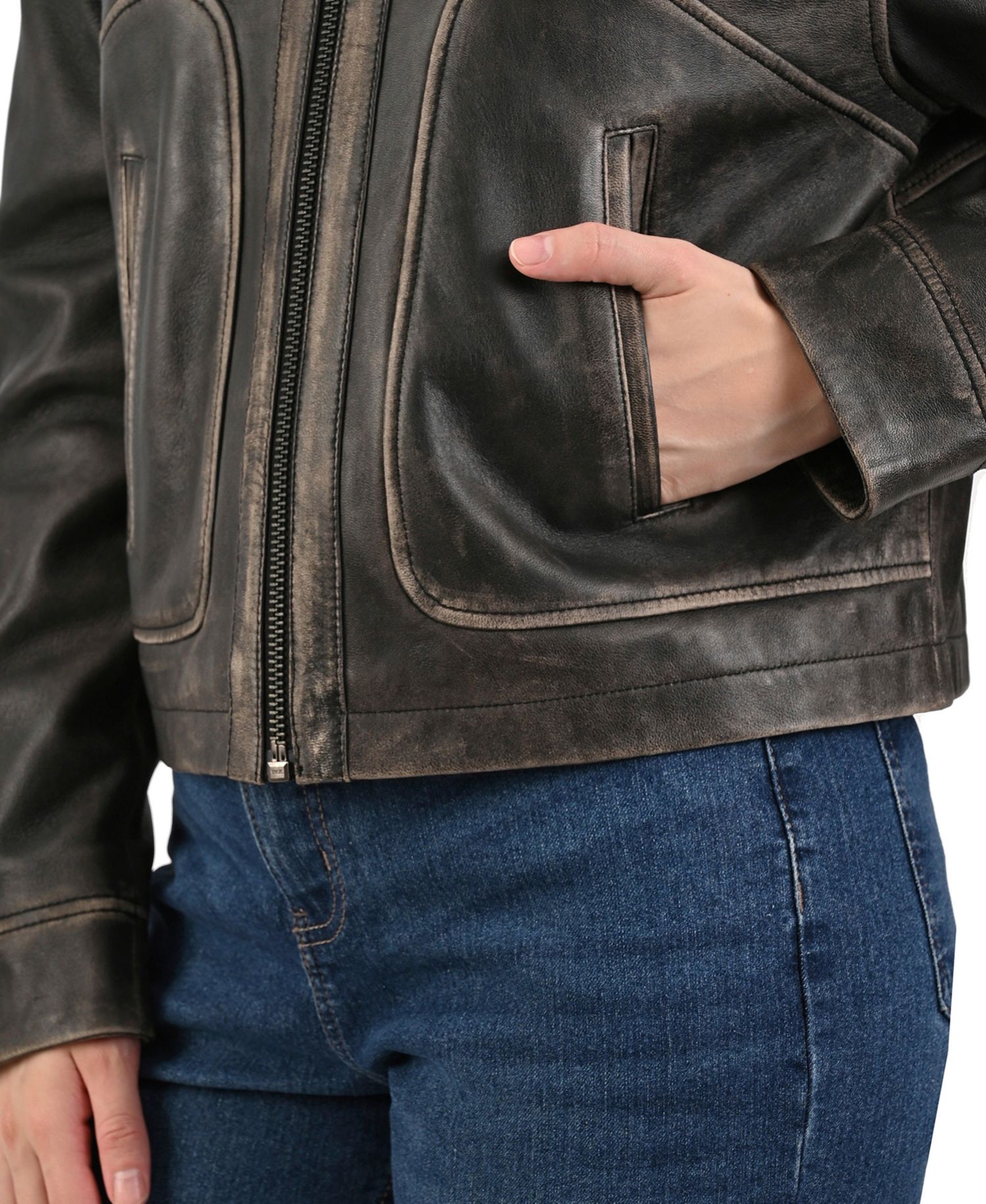 Women's Vintage Blouson Lamb Leather Jacket