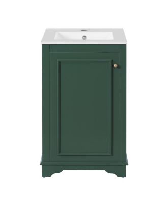 20" Bathroom Vanity with Ceramic Sink, Modern Solid Wood & MDF Cabinet, Soft-Close Door for Small Spaces