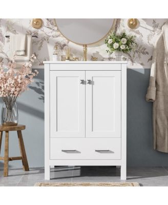 24"  Bathroom Vanity with Sink, Solid Wood Frame, Soft Close Doors & Ample Storage for Small Spaces