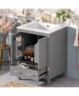 24"  Bathroom Vanity with Sink, Solid Wood Frame, Soft Close Doors & Ample Storage for Small Spaces