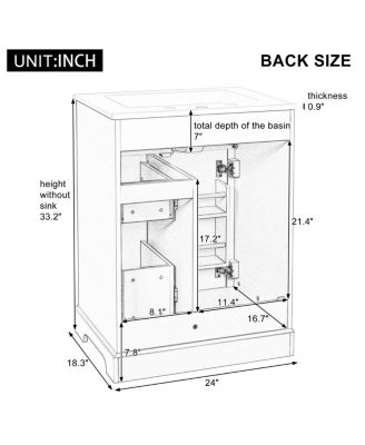 24" Bathroom Vanity with Sink,  Compact Modern Design for Small Bathrooms