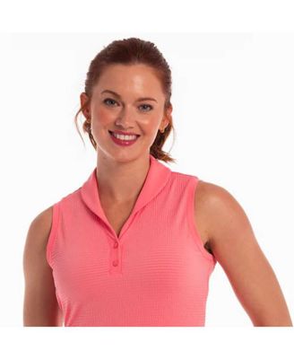 Women's Seersucker Shawl Collar Short Sleeve Golf Polo