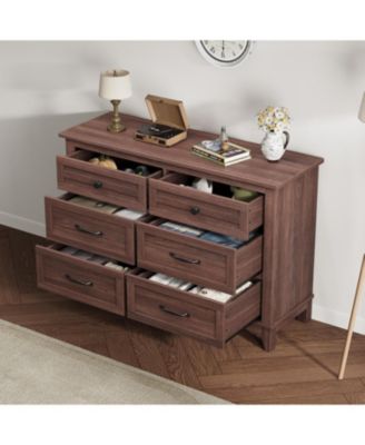 6 Drawer Dresser, 47" Wide Wooden Storage Chest for Bedroom, Living Room, Entryway