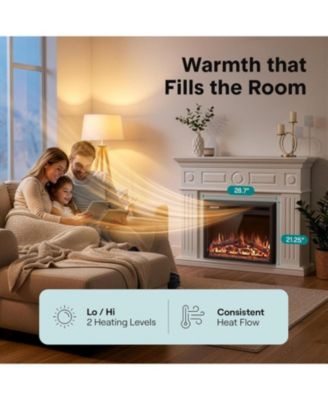 Electric Fireplace Heater with LED Flame, Smart Wi Fi Control, Thermostat, Recessed or Wall Mounted Design