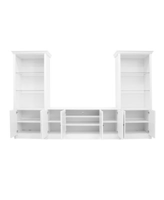W Entertainment Center with Bookshelves & Glass Cabinets