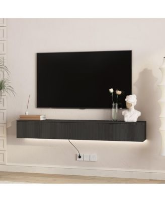 Floating TV Stand with 16 Color LEDs, Modern 65" Entertainment Center