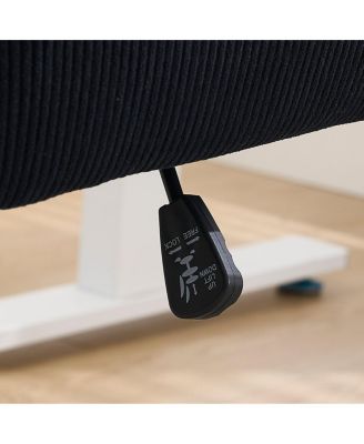 Mid-back office chair, striped fabric, ergonomic design.