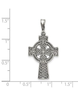 925 Sterling Silver 18 Inch Large Oxidized Irish Claddagh Celtic Trinity Knot Religious Faith Cross Necklace 36x19mm Pendant Necklace