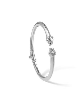 Solid 18k Panther Head Hinged Cuff Bangle