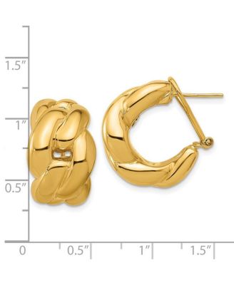 Solid 18k Gold 22x14mm Curb Link Omega Back Earrings