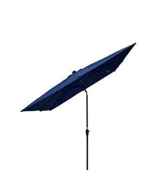 Square Solar LED Patio Umbrella with Crank & Base