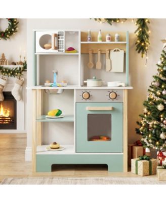 Pretend Play Wooden Kitchen with Chalkboard Birthday Gift for Kids