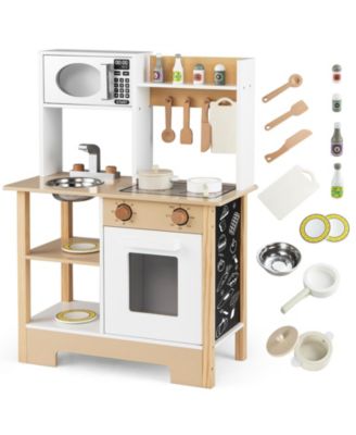 Pretend Play Wooden Kitchen with Chalkboard Birthday Gift for Kids