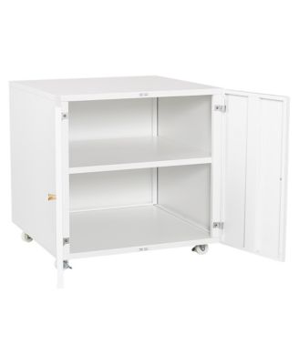 File Cabinet on Wheels, Mobile Metal Printer Stand with 2 Doors and Adjustable Shelf for Home Office, Small Space