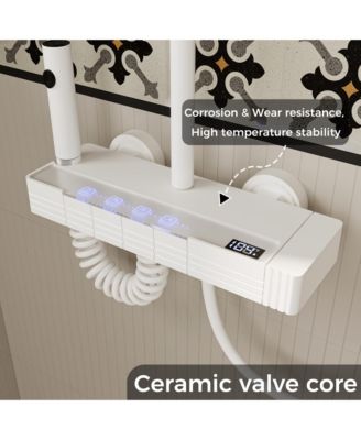 4 in 1 Shower Faucet System With LED Temperature Display, Anti-Clog Nozzles, Rainfall, Hand Shower, Tub Spout