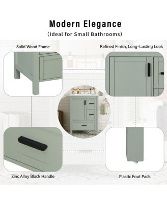 24" Modern Bathroom Vanity with Ceramic Sink, Soft Close Cabinet & Ample Storage for Small Spaces