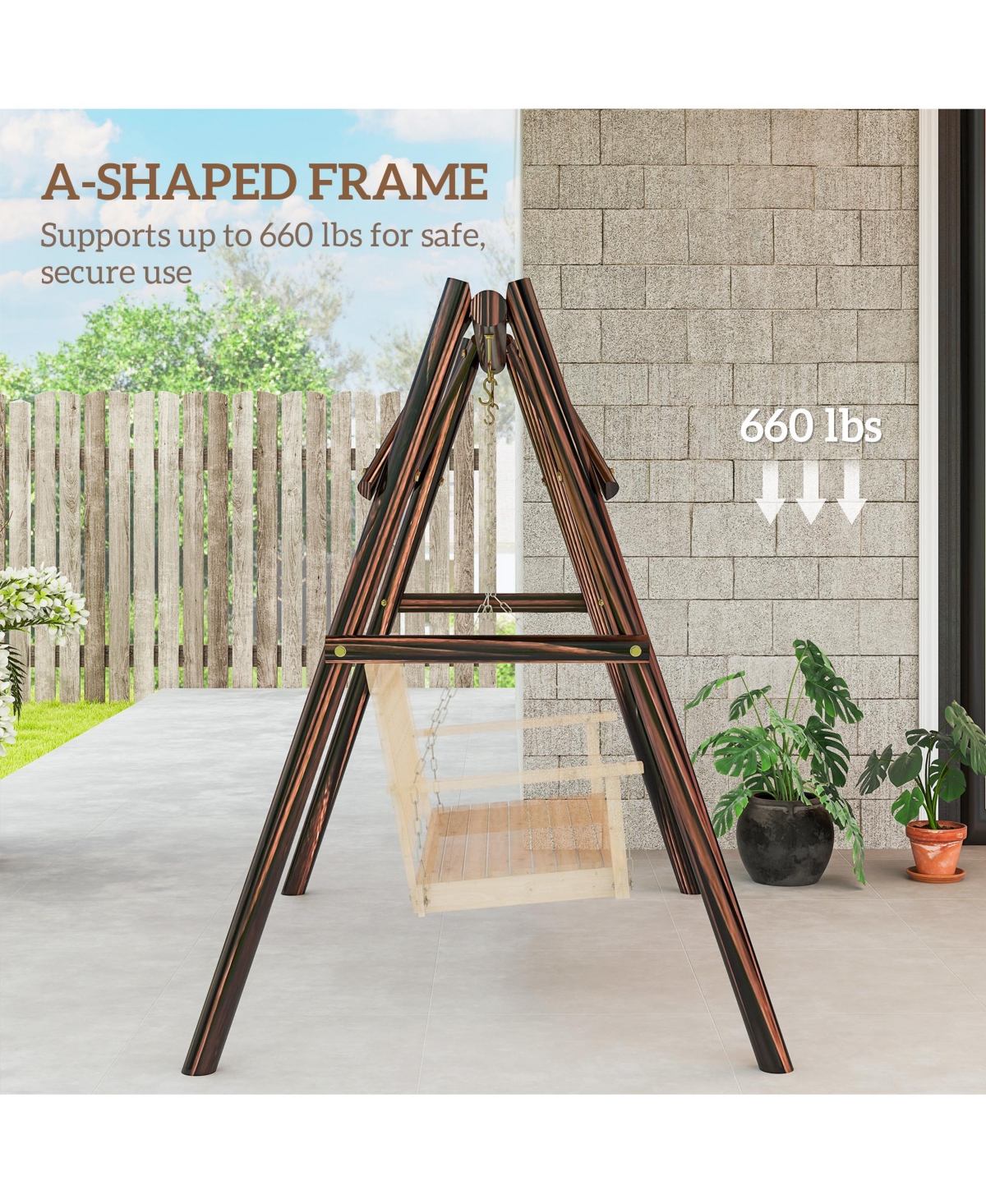Outsunny 660lbs Porch Swing Frame, Swing Chair Sd Only for Diy Painting