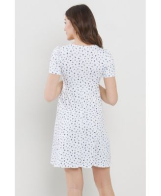 Maternity Floral Empire Waist Short Sleeve Dress