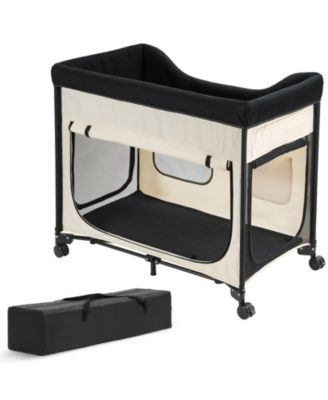 Portable Elevated Pet Bed with Storage Bag & Wheels, Foldable Cot for Dogs & Cats