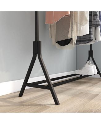A-Frame Metal Clothes Hanger, Multi-Functional Single-Rod Garment Stand, with Adjustable Anti-slip Feet, Bottom Double Pole Storage for Home