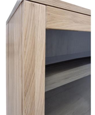 100% Solid European Oak Tall China Display Cabinet with Shaker and Tinted Glass Doors, Modular Design