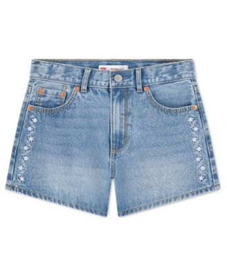 Girls' 7-16 Embroidered Mini Mom Shorts