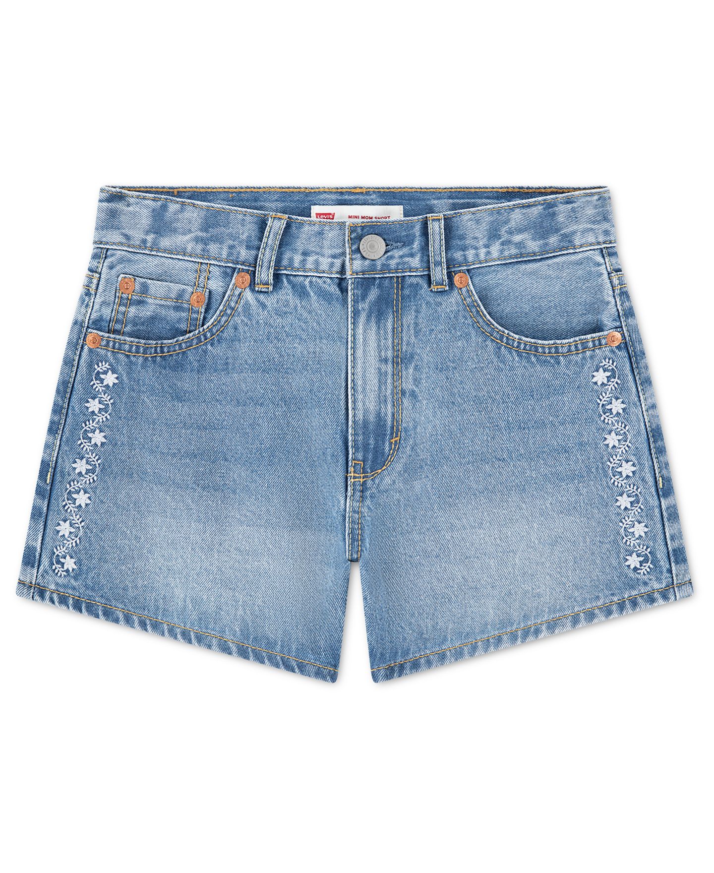 Шорты Levi's Embroidered Mini Mom Shorts для девочек, цвет: Coastal Drift — фото 6