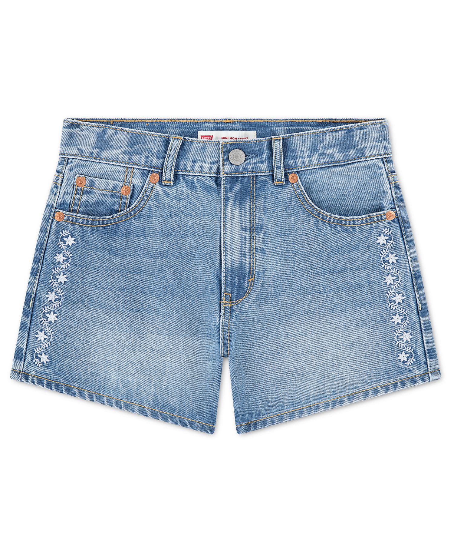 Girls' 7-16 Embroidered Mini Mom Shorts
