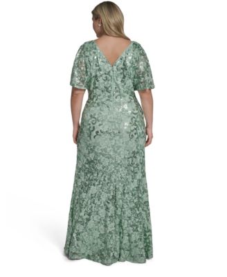 Plus Size Boat Neck Ball Gown