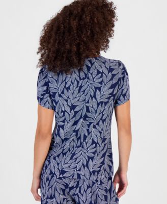 Petite Printed Tulip-Sleeve Top