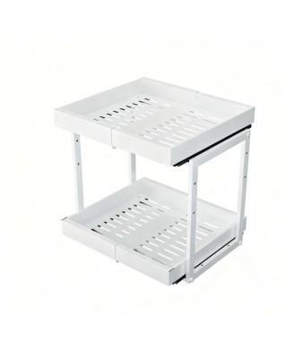 Adjustable Width & Height Cabinet Organizer with Smooth Sliding Drawers