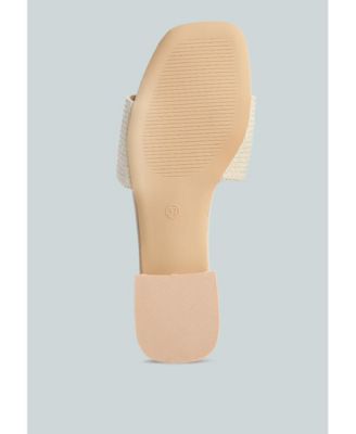 Womens Ollilie Rhinestones Embellished Brooch Slip On Sandals