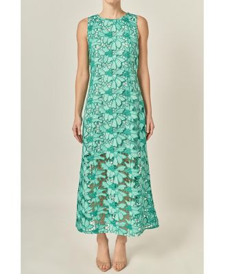 Women's Floral Embroidered Midi Dress