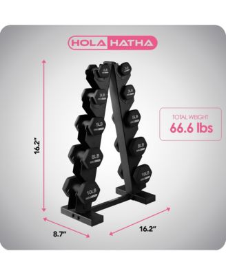 2, 3, 5, 8 & 10 Pound Neoprene Dumbbell Weight Set with Storage Rack