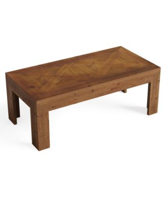 Rectangular Coffee Table, 47-Inch Solid Wood Living Room Coffee Table, Mid Century Modern Center Cocktail Table