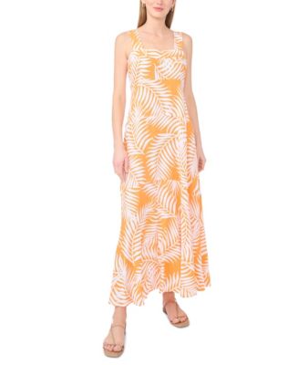 knee length dresses for ladies Turquoise Tropical Print Maxi Dress main image 0