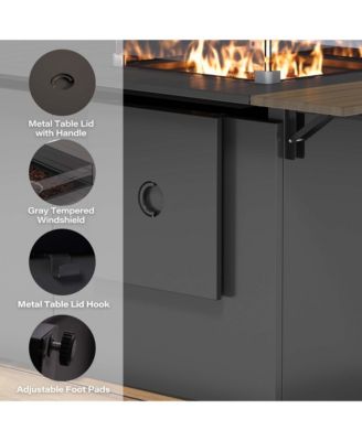 64" Iron Foldable Fire Pit Table with Storage – Fire Pit Table