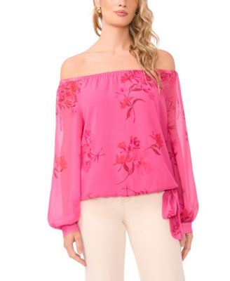 Women's Floral Off the Shoulder Long-Sleeve Blouse