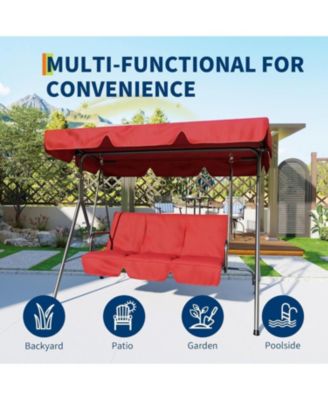 3 Seat Outdoor Porch Swing with Adjustable Canopy
