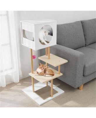 Multi-Level Cat Tree with 2 Scratching Pads, Dual-Door Condo & Anti-Tip Kit for Indoor Cats
