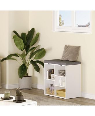 20" Shoe Storage Bench - Cushioned Entryway Organizer with Adjustable Shelves