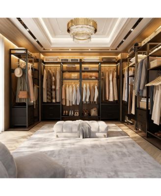 Reversible Hanging Clothes Rack with Drawers and Shelves