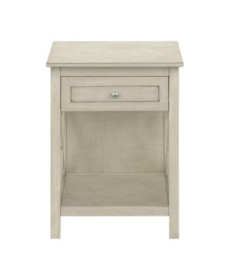 Antique Veneer Nightstand, 2-Tier Bedside Table with Drawer and Bottom Shelf, X-Pattern Design for Living Room, Bedroom