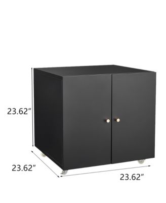 File Cabinet on Wheels, Mobile Metal Printer Stand with 2 Doors and Adjustable Shelf for Home Office, Small Spaces - Black