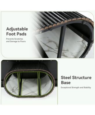 59" Farmhouse Dining Table for 4-6 People, Modern Rectangular Kitchen Table with Metal Pedestal Base