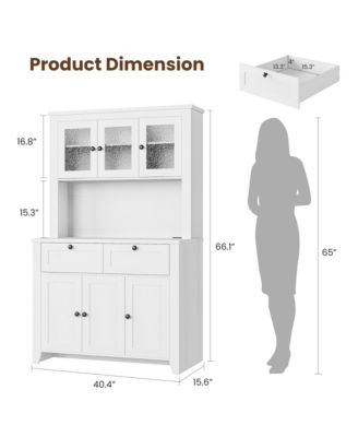 Pantry Cabinet with Charging Station, Kitchen Hutch with Storage Drawers and Adjustable Shelves