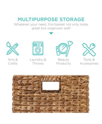 13x13in Hyacinth Storage Baskets, Set of 5 Multipurpose Collapsible Organizers