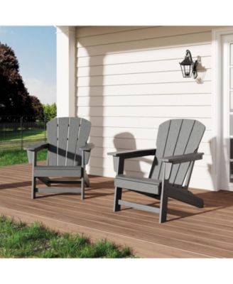 Modern HDPE Plastic Adirondack Chair Set of 2 - Oversize 380 LB Poly Lumber Weather Resistant Firepit Chair - Outdoor Patio Chairs