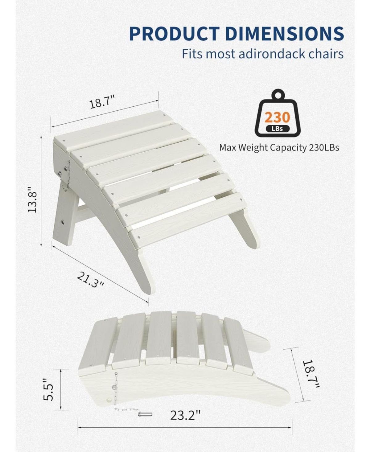 gaomon Folding Adirondack Ottoman Set of 2 - Hdpe All-Weather Outdoor Footrests for Patio, Deck